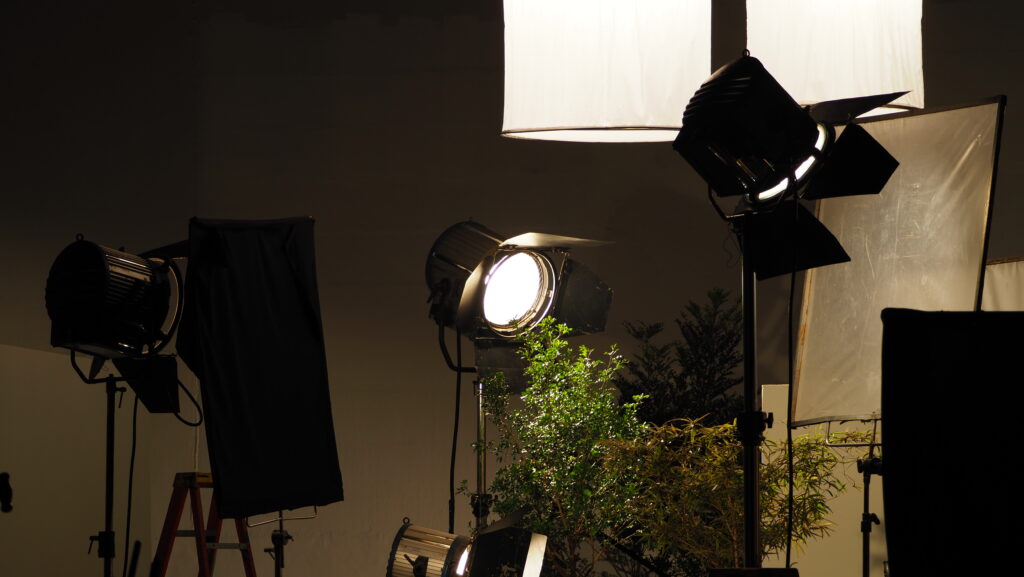 LED lighting kit set up on location