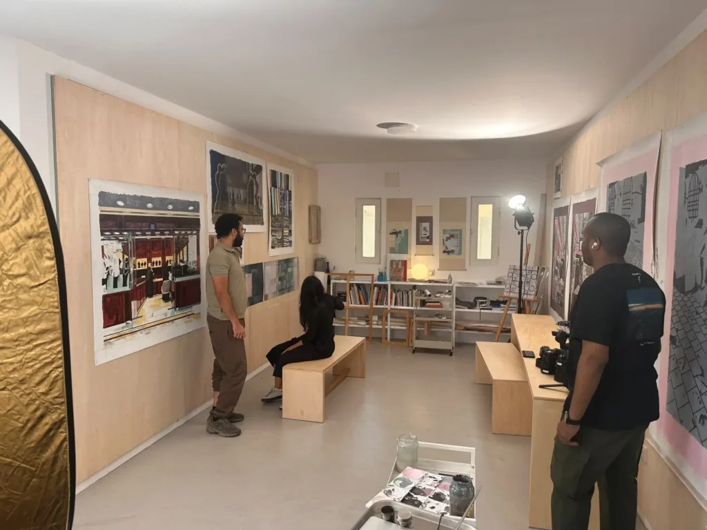 Stock Stop Media filming Saudi artist Hayfa Algwaiz in her studio