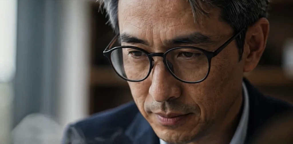 AI generated close-up portrait of a businessman wearing glasses